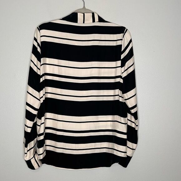 FRAME Silk Striped Button Up Shirt - Picture 4 of 5